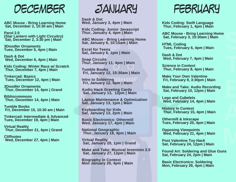 December through February events